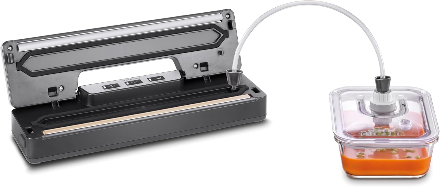 CASO VRH 790 Advanced Pro – Hochwertiger Vakuumierer für den privaten und professionellen Einsatz – Bis zu 200 Vakuumierzyklen in Folge möglich – Automatisches Vakuumieren von Flüssigkeiten – Edelstahl