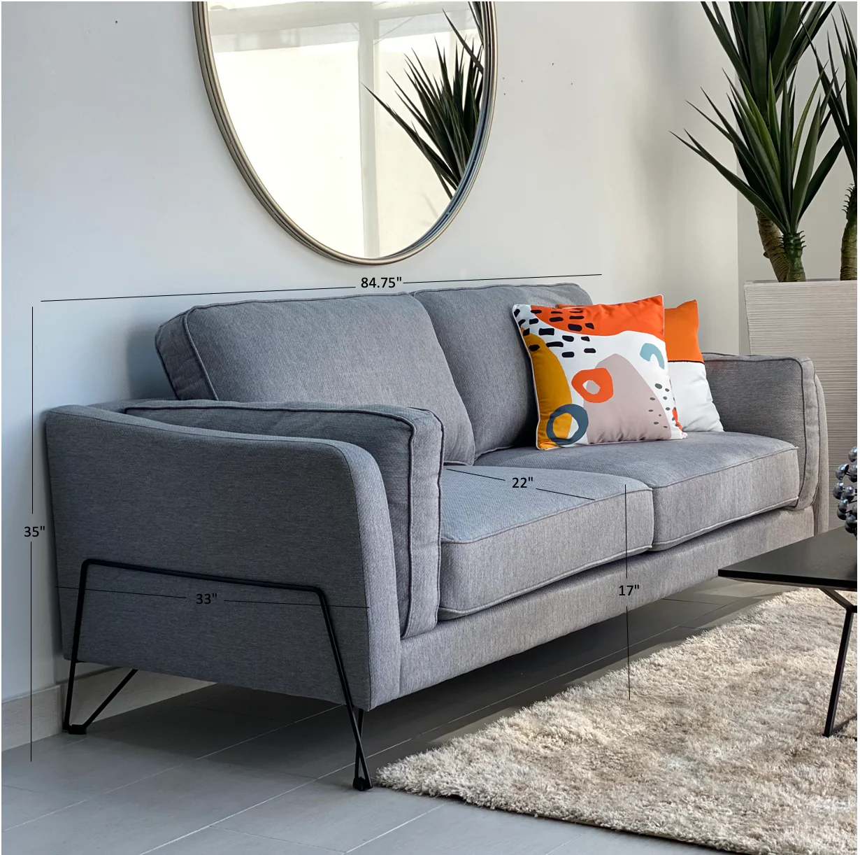 Ravdi Stoff Grau Sofa