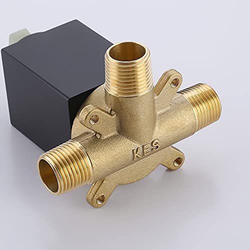 KES Schwarze Duscharmatur mit Duschventil und Regenduschkopf