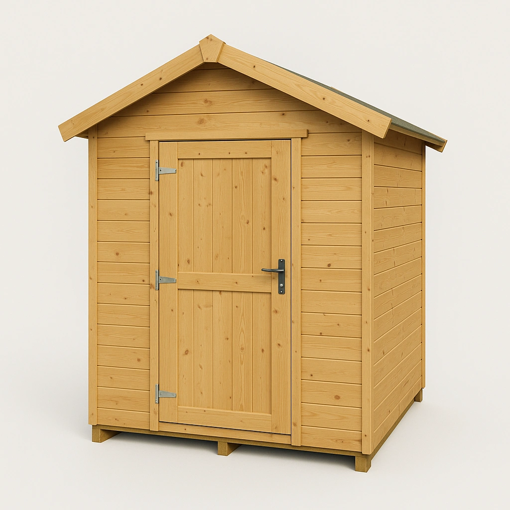 Abri de jardin en bois avec toit à deux pans. Bois naturel. Usage extérieur. 150 cm x 150 cm x 240 cm