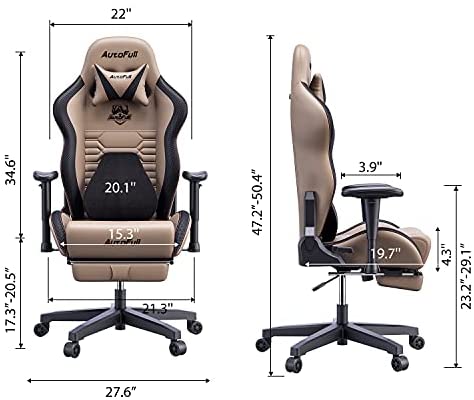 AutoFull Gaming-Bürostuhl mit ergonomischer Lendenwirbelstütze, Rennstil, PU-Leder, hoher Rückenlehne, verstellbarer Drehstuhl