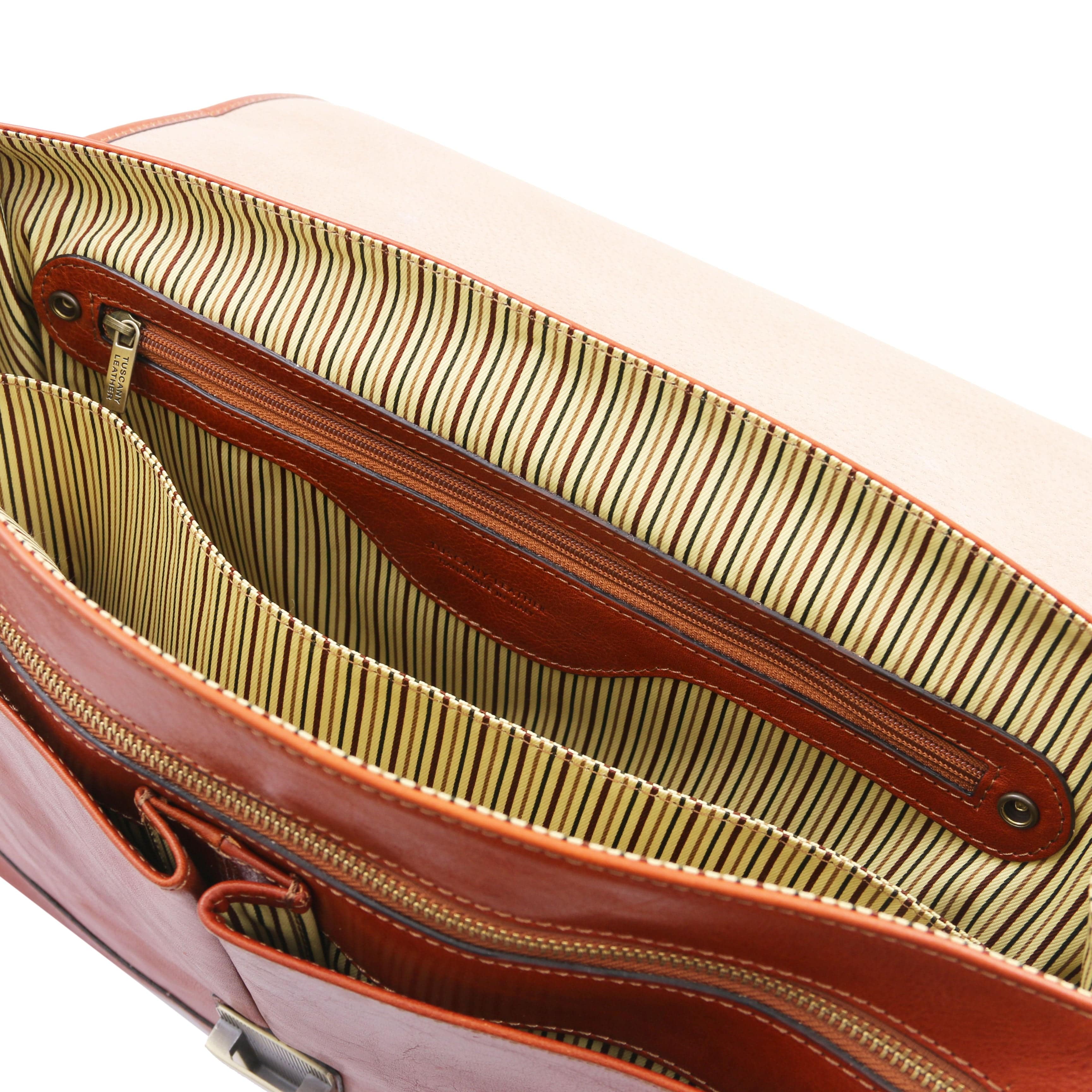Mantova - Leather multi compartment briefcase with flap | TL142068 messenger bag