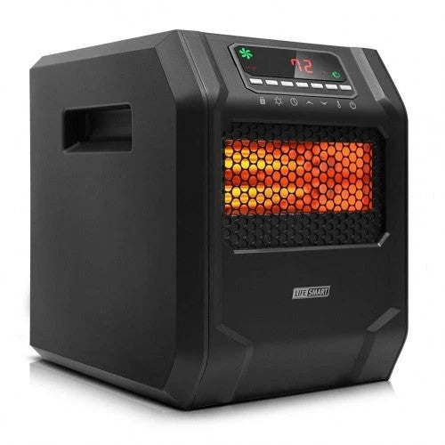 LIFE SMART infrarød varmelegeme med 6 kvartselementer, LED digitalt display, hurtig opvarmning med fjernbetjening og timer, termostatsystem med vælte- og overophedningsbeskyttelse til hjemmet