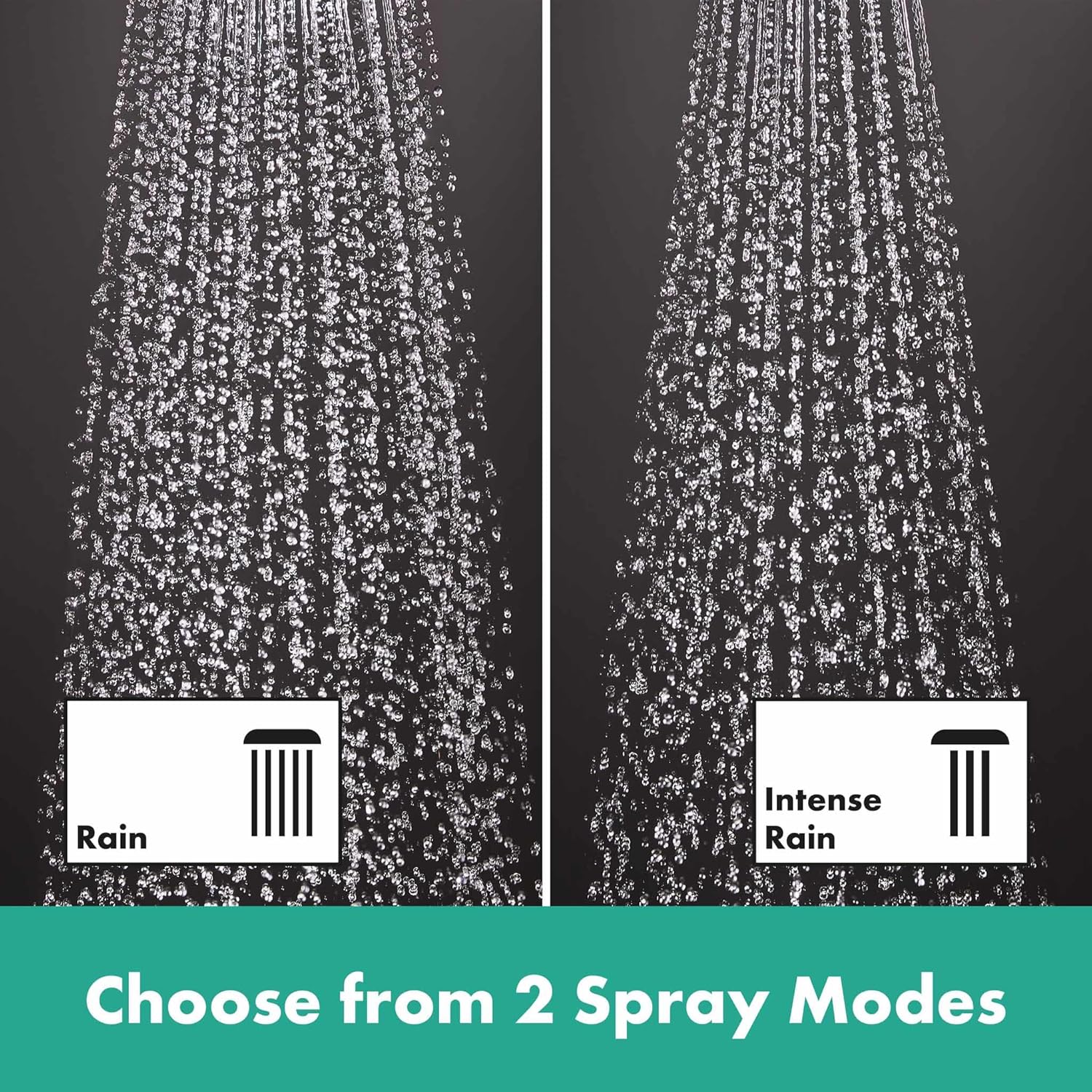 hansgrohe Crometta E - wassersparendes Duschsystem (EcoSmart) mit Thermostat, Regendusche (240 x 240 mm), Handbrause (2 Strahlarten), flexiblem Schlauch, Brausestange und rechteckigem, feststehendem Brausekopf, Chrom, 27281000