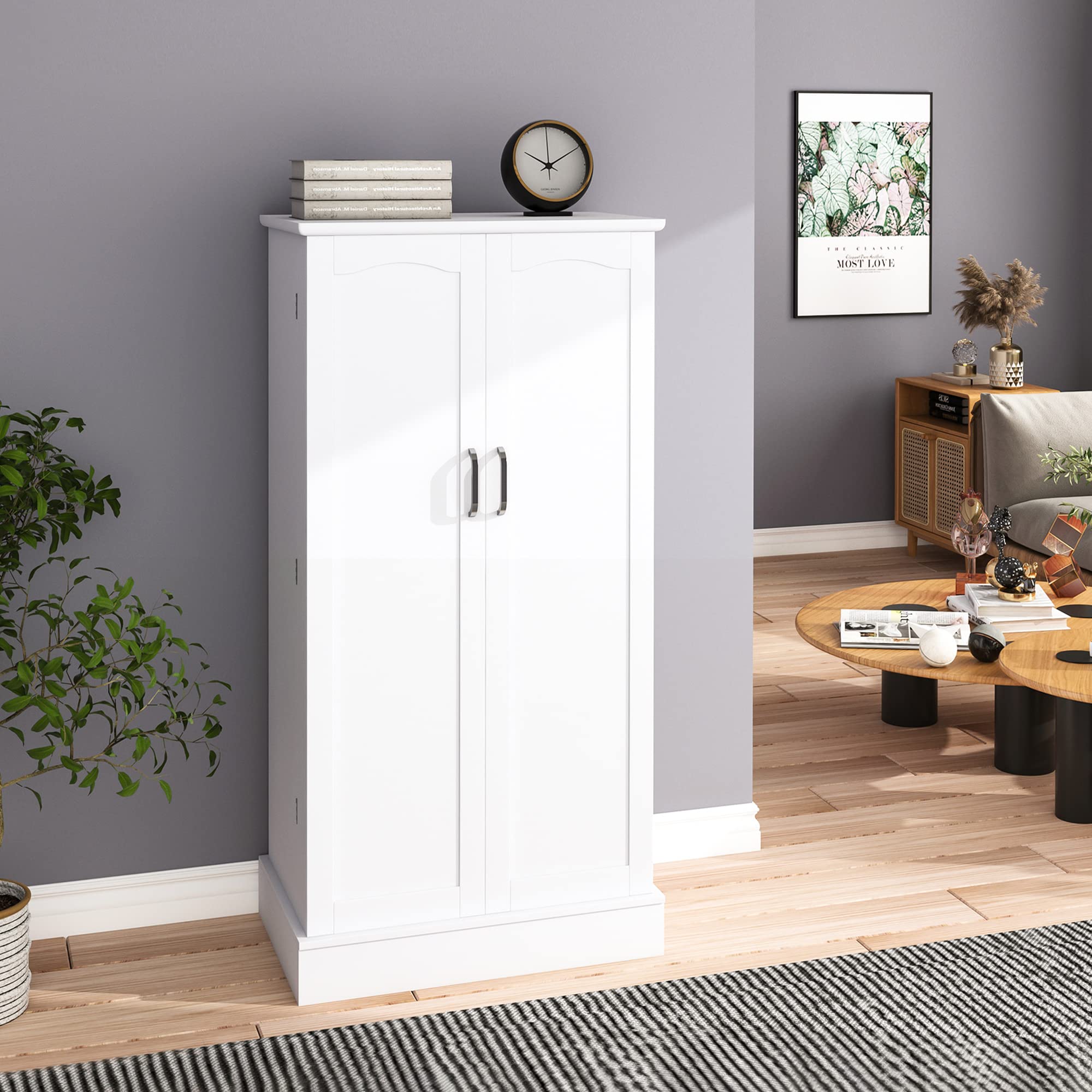 2025 Jehiatek 47 Køkkenskab – Hvidt Fritstående Buffetskænk med Justerbare Hylder