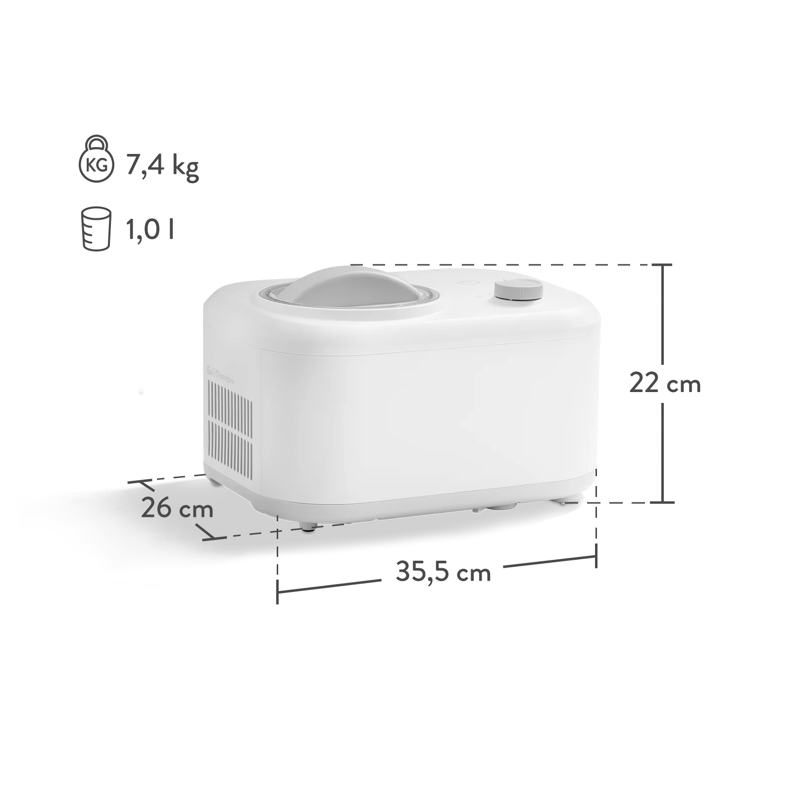 2025 Eni ismaskine 1,0 liter – Hvid