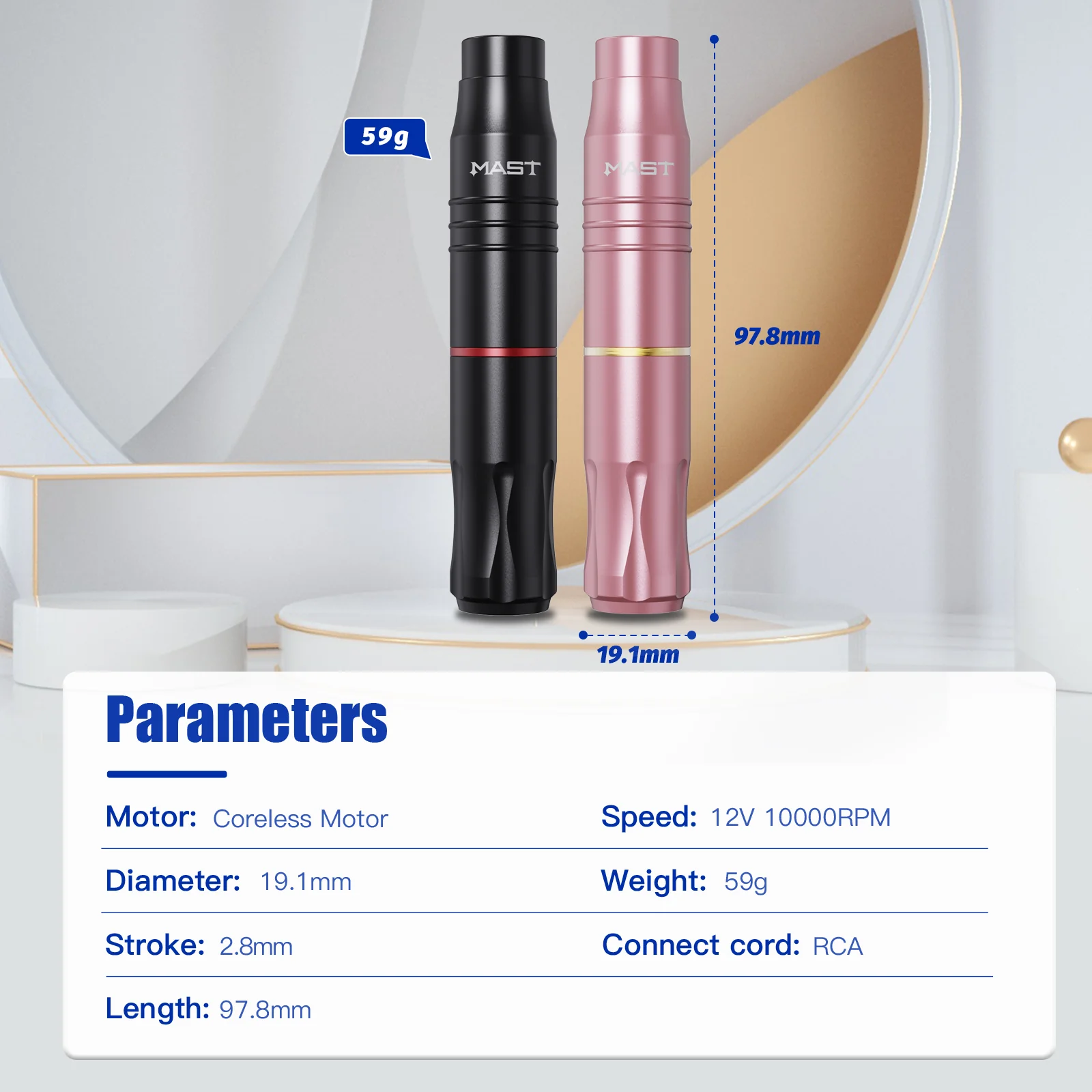 Mast Tour2 Akku-Set für kabellose Tätowiermaschinen im Stiftformat