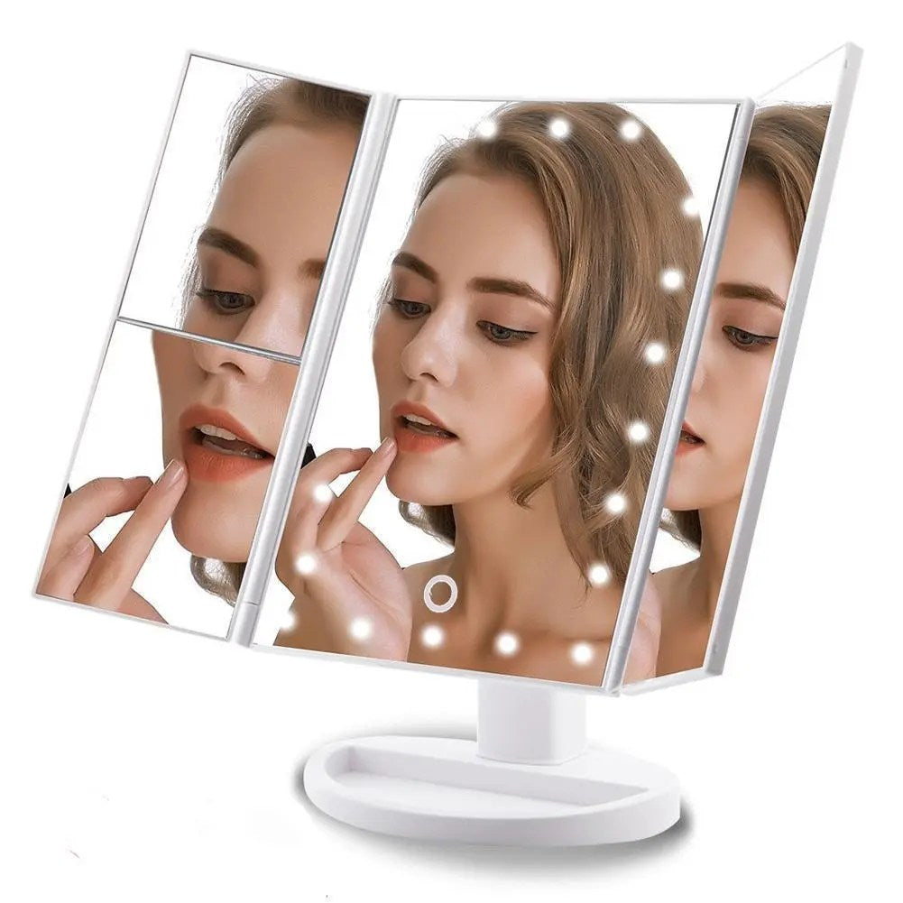 Miroir de maquillage éclairé – Miroir de courtoisie intelligent avec lumières et grossissement x10