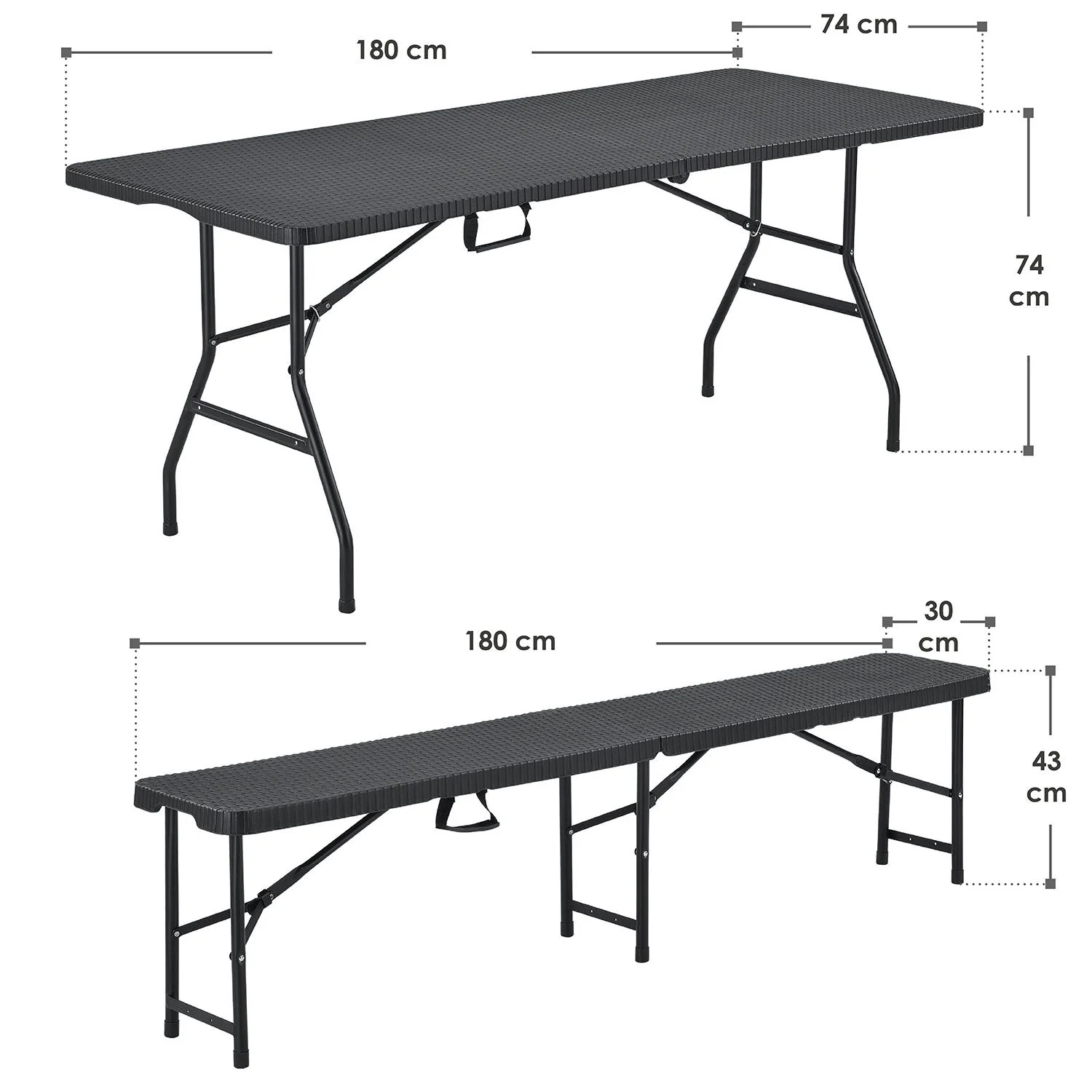 2025 Amberg 180cm Klappbares Partymöbelset