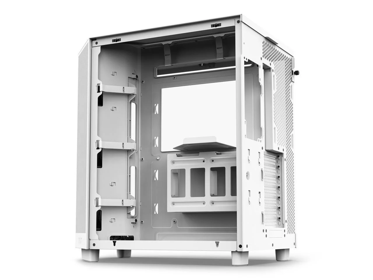 2025 NZXT H6 FLOW - Kompakt dobbeltkammer-midtower-kabinet med airflow. Hvid. CC-H61FW-01