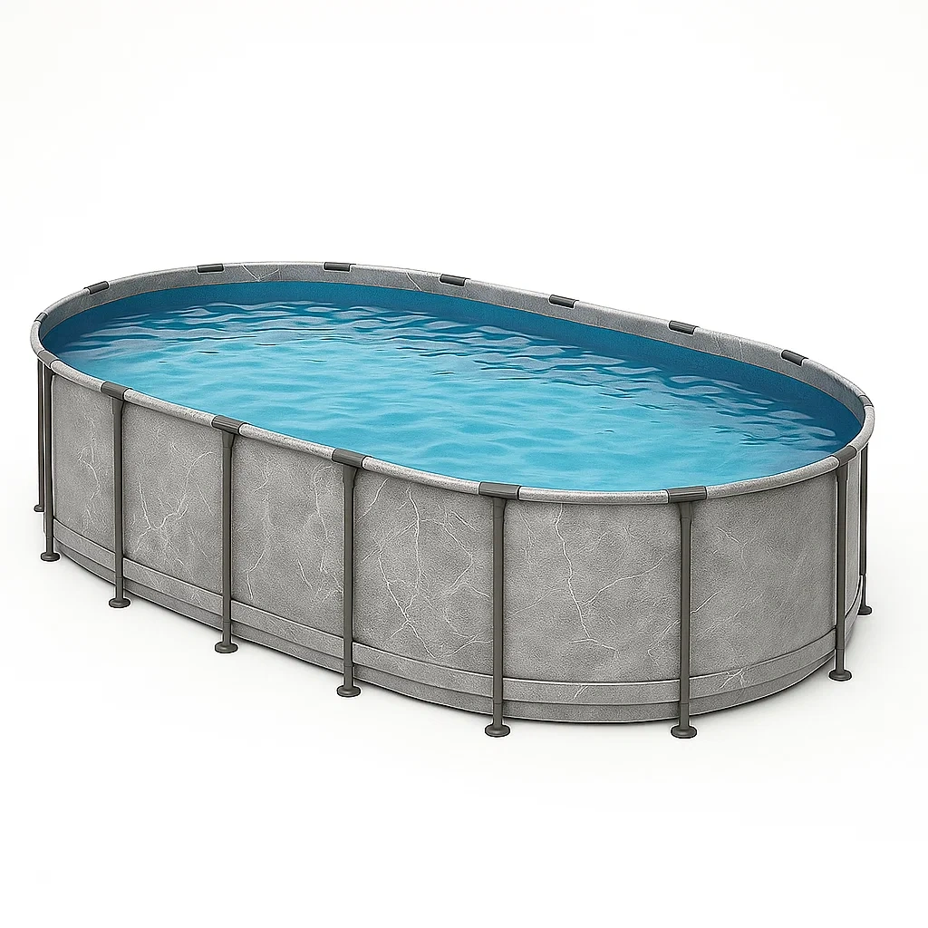 Piscine tubulaire ovale 418 x 243 x 98 cm Gris UwOLRSp127um