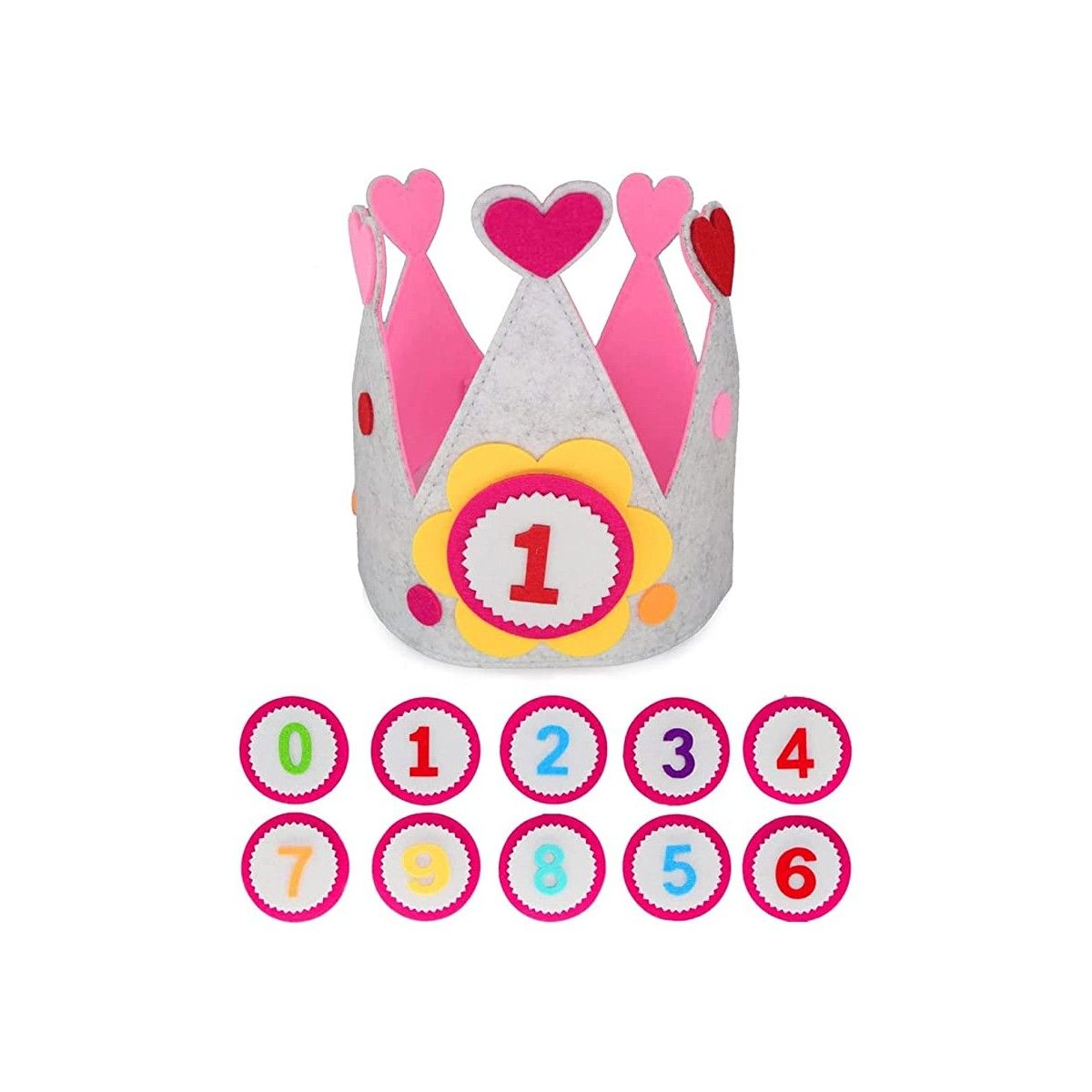 Rosa Geburtstagskrone mit austauschbaren Zahlen – Kinderspiele und Spielzeug