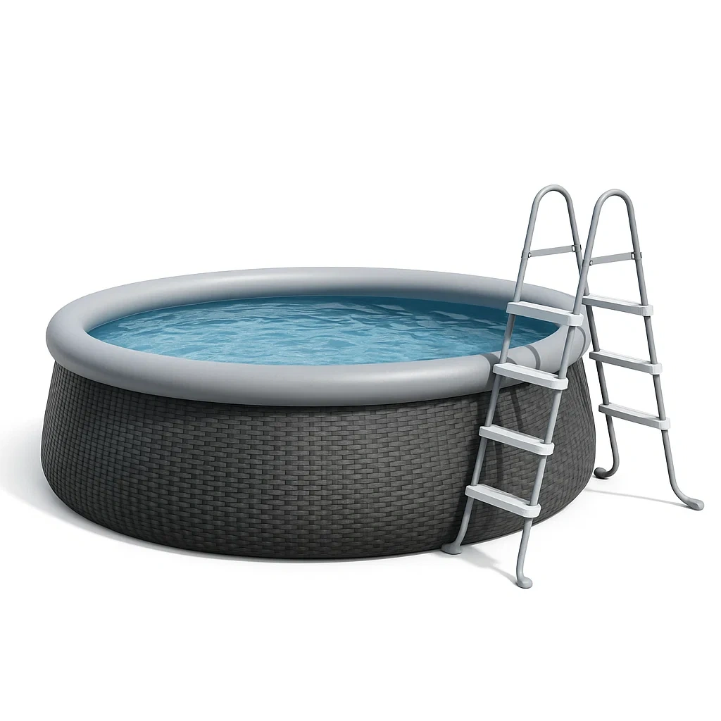Piscine hors-sol ronde avec pompe de filtration, noir/gris, 366 x 76 cm zUYZOxKI44Pl
