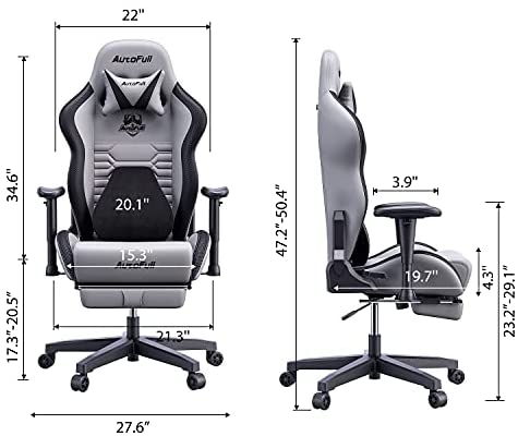 AutoFull Gaming-Bürostuhl mit ergonomischer Lendenwirbelstütze, Rennstil, PU-Leder, hoher Rückenlehne, verstellbarer Drehstuhl
