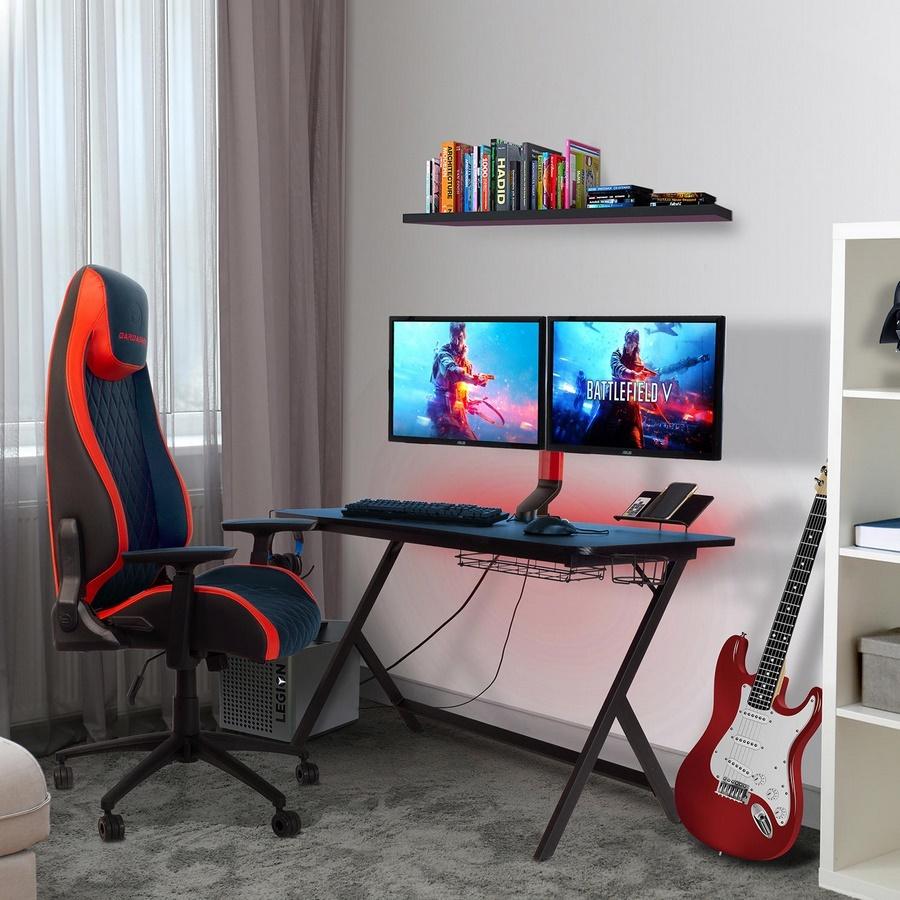 Atlantic Fire Storm Gaming Desk med 24 flerfarvede LED-lys og 3 USB-porte