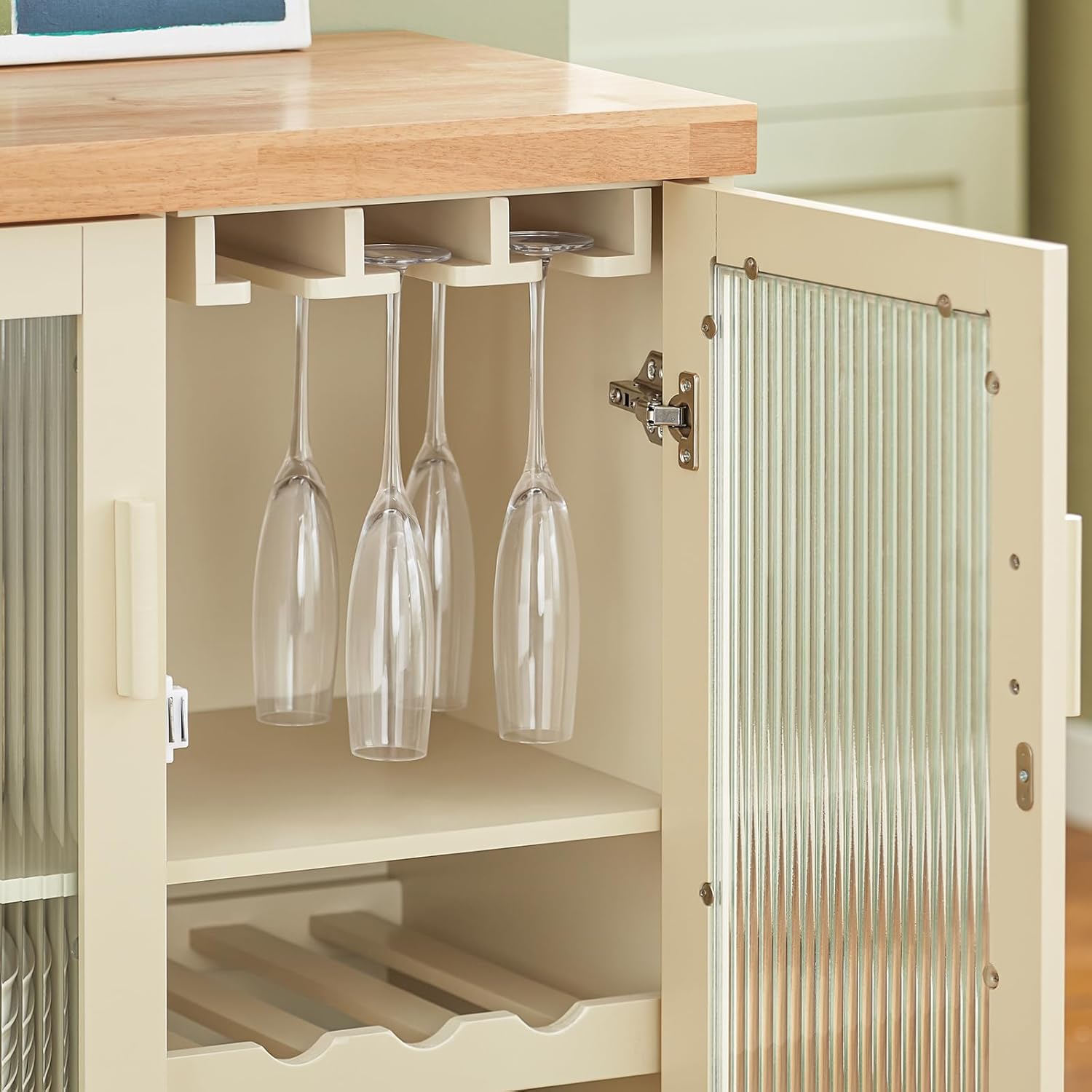 SoBuy FSB81-GR Küchenbuffet mit Mikrowellenfunktion für Esszimmer, Eingangsbereich und Wohnzimmer, mit 2 Türen, 2 Schubladen und 1 offenem Fach, Grün, 120 x 40 x 90 cm, EN