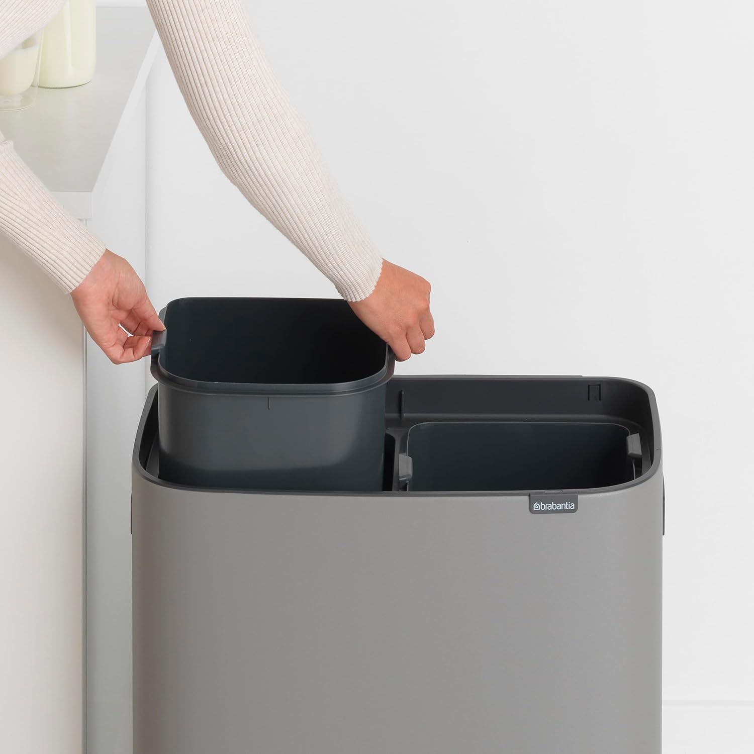 Brabantia Abfalleimer, Stahl matt, Anti-Fingerprint, 2 x 30 l