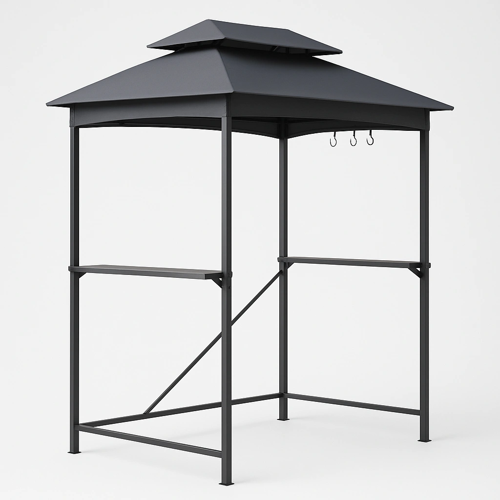 Abri barbecue en métal avec toit à pignon 200x120x250 cm