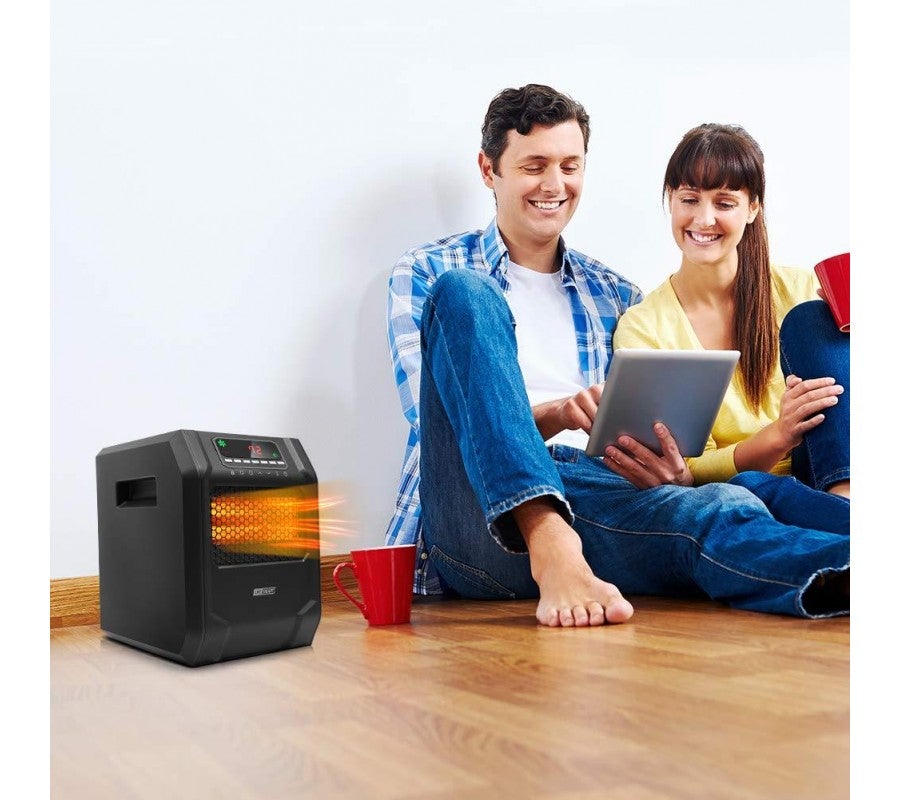 LIFE SMART Infrarot-Heizstrahler mit 6 Quarzheizelementen, LED-Digitalanzeige, Schnellheizfunktion mit Fernbedienung und Timer, Thermostatsystem mit Kipp- und Überhitzungsschutz für Zuhause