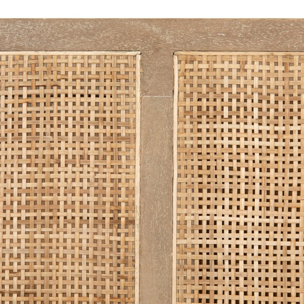 Sydney seng i naturligt mangotræ og vævet rattan – naturlig elegance og autentisk tekstur