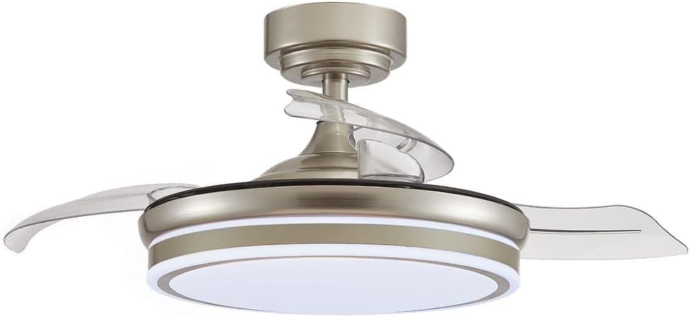 Wonderlamp – Mini ventilateur de plafond LED Pearl avec pales rétractables, moteur CC silencieux, 3 températures de couleur réglables, 46 W, blanc