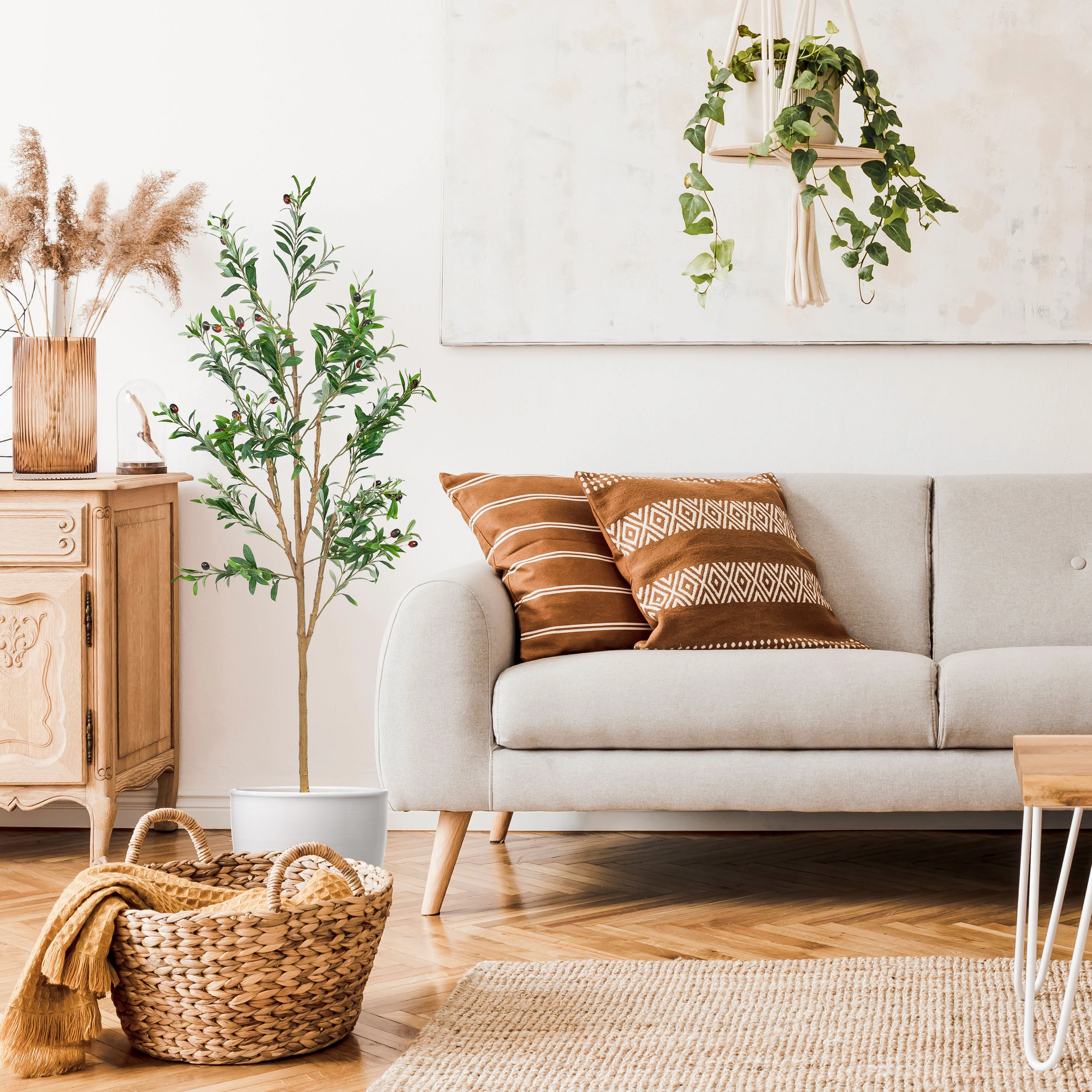 Olivier artificiel en pot 2025 avec feuilles en soie par Sunnydaze