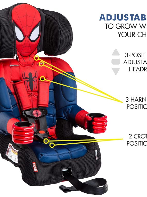 2025 KidsEmbrace Marvel Spider-Man 2-i-1 fremadvendt selepude med LATCH-system | 5-punktssele 9-28 kg. Kan omdannes til selestøttet selepude 18-45 kg | Justerbar