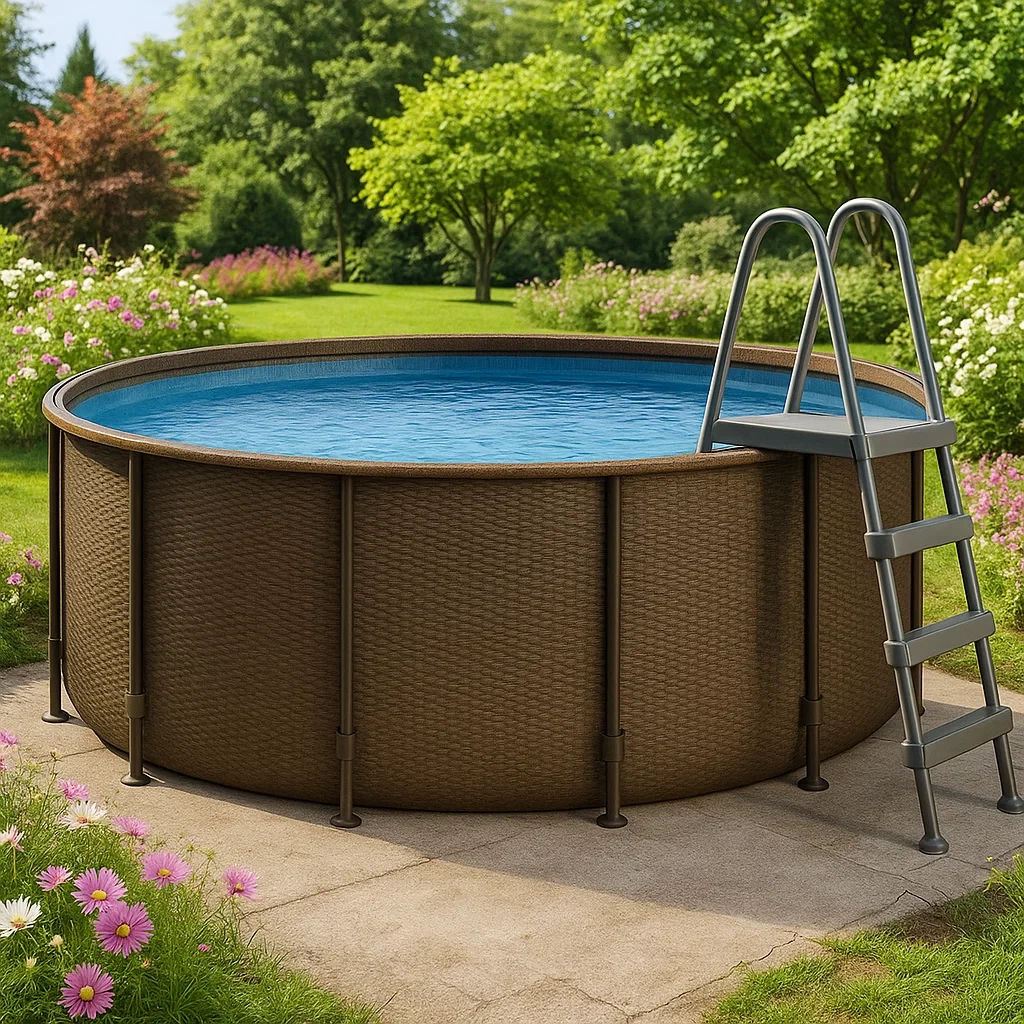 Piscine tubulaire ronde 298 x 96 cm, marron/noir, avec filtre et échelle cMLlJpX243MW