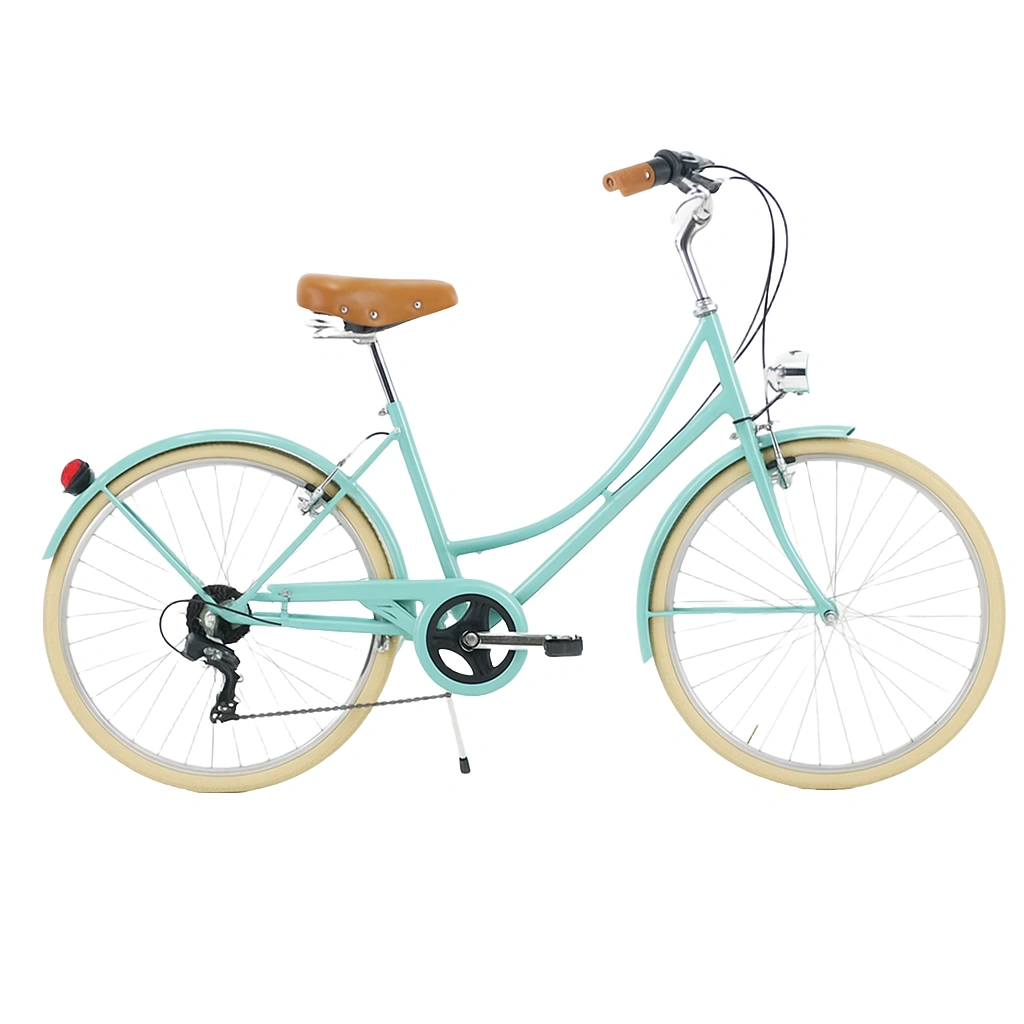 Vélo enfant vert menthe, selle marron, cadre en métal, adapté à un usage urbain, roues de 26 pouces - qemOnbHA84GZ