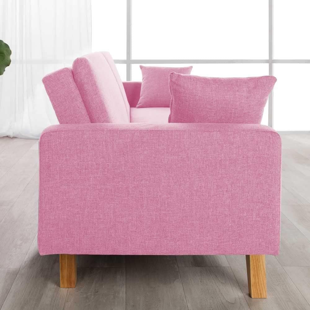 Don Descanso Reine 3-Sitzer-Schlafsofa, Stoffbezug, Click-Clack-Öffnungssystem, Sofa-Maße: 201 x 73 x 79 cm, Bett-Maße: 201 x 99 x 42 cm, inklusive 2 Kissen, Hellgrau