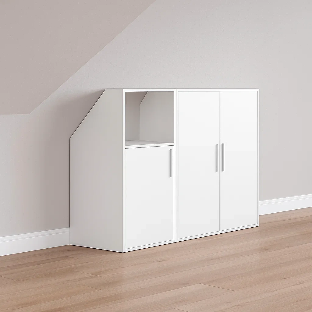 Meuble de rangement de grenier en mélamine blanche pour l