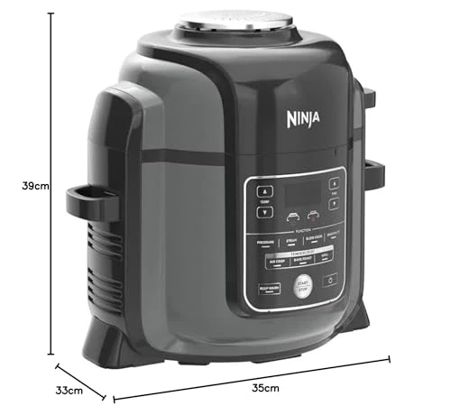 2025 Ninja Multicooker Foodi OP350UK. 9 i 1. 6 L. Elektrisk trykkoger og airfryer. Børstet stål og sort