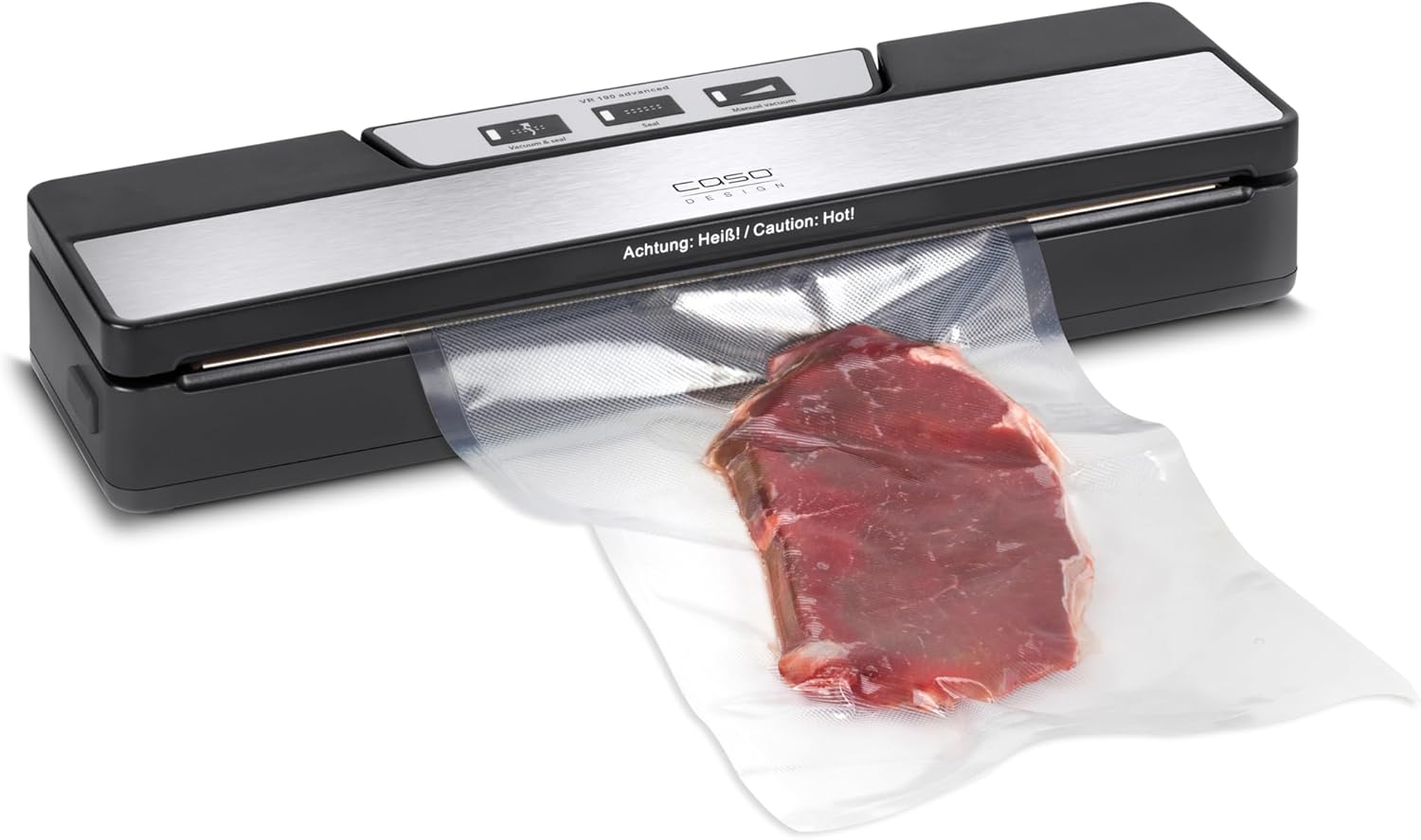 CASO VRH 790 Advanced Pro – Hochwertiger Vakuumierer für den privaten und professionellen Einsatz – Bis zu 200 Vakuumierzyklen in Folge möglich – Automatisches Vakuumieren von Flüssigkeiten – Edelstahl
