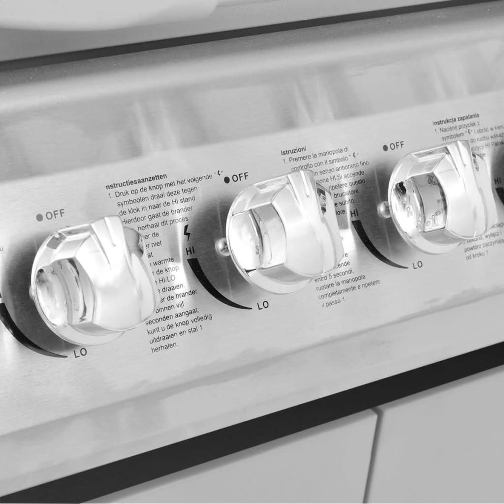 VidaXL Gasgrill mit 4+1 Grillzonen, Schwarz und Silber