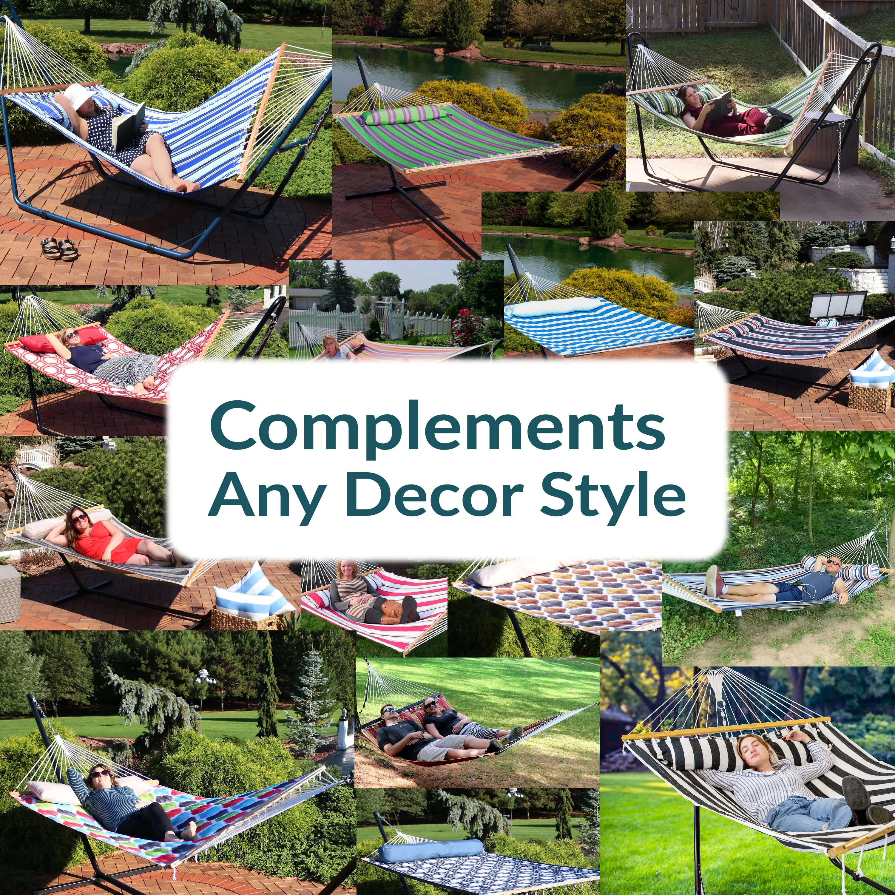 2025 Sunnydaze Dobbeltpolstret Stofhængekøje med Pude til 2 Personer