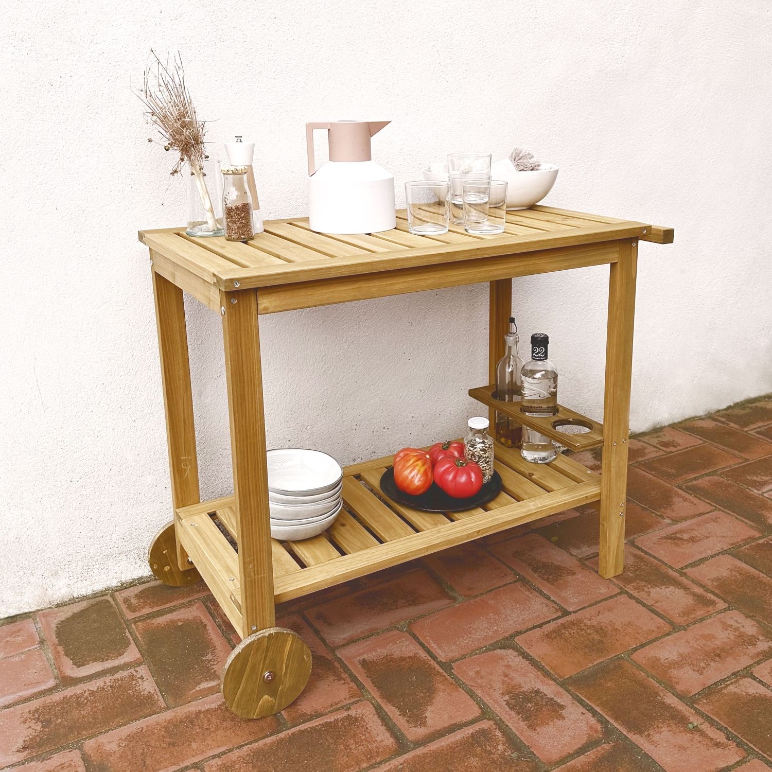 Holz-Grillbrett mit Rollen, Holz