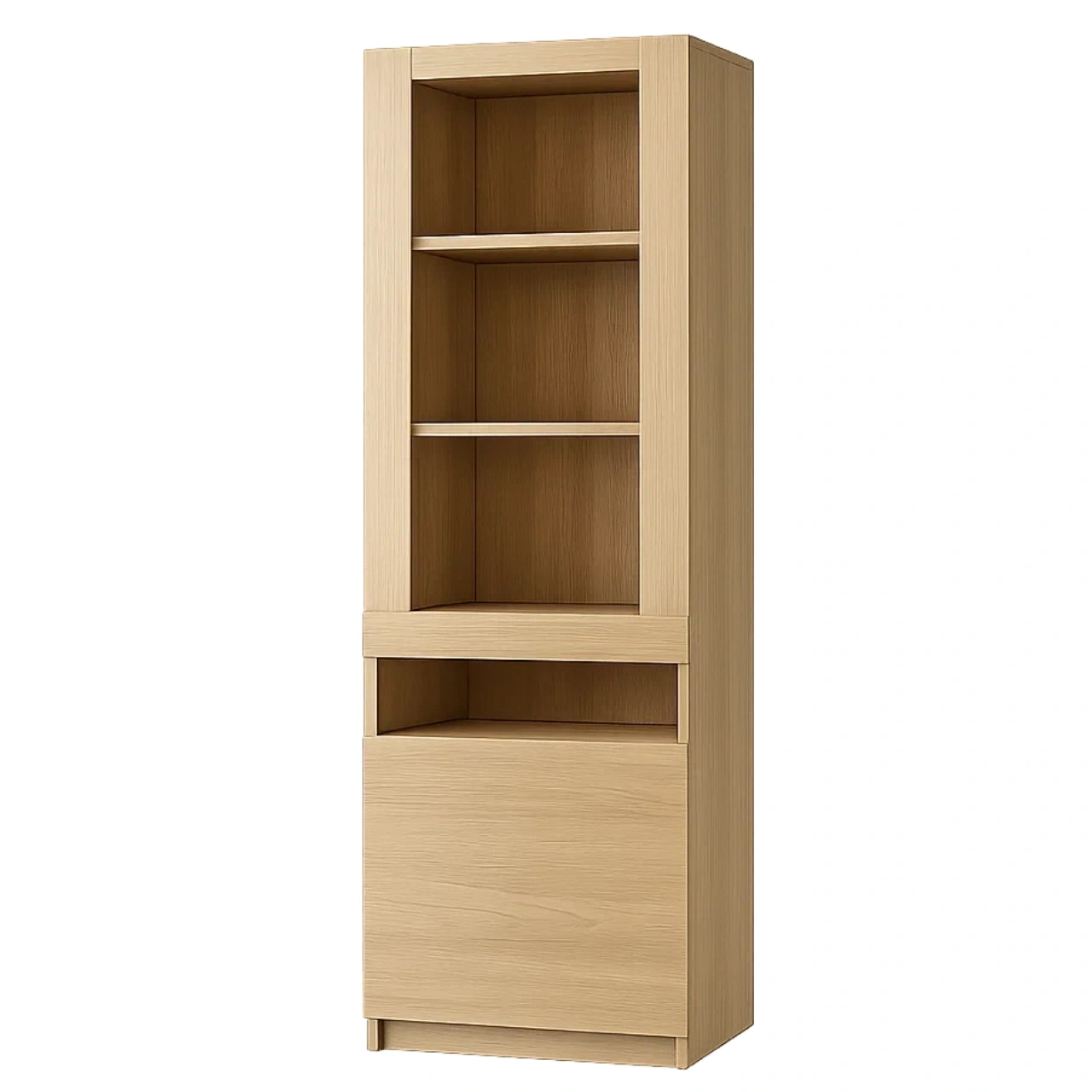 Vitrine avec 1 porte opaque et 4 étagères ouvertes, panneaux de particules, coloris bois clair, montage requis, usage intérieur, 50 x 40 x 180 cm - KrBPiOiePdp9