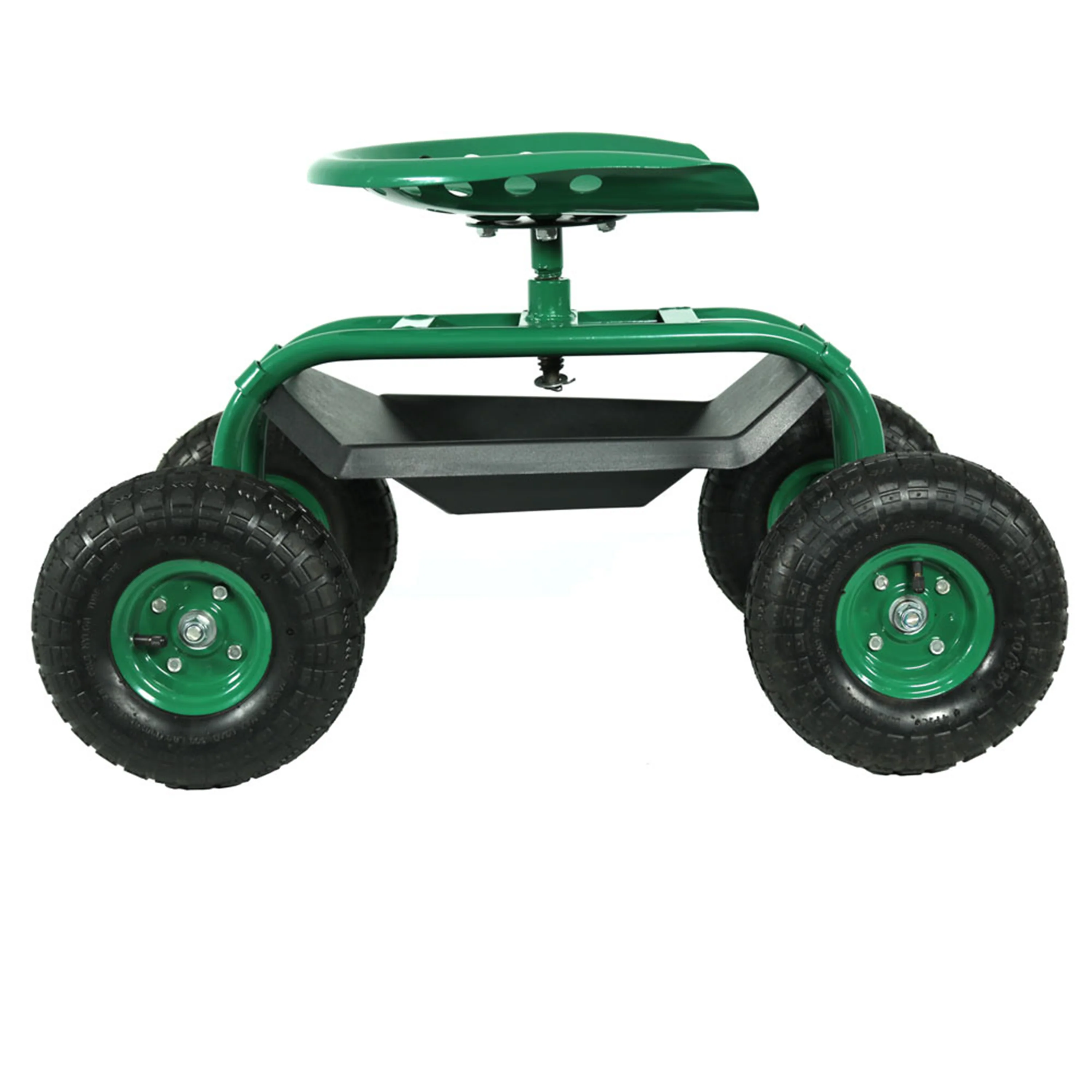 Chariot de jardin roulant Sunnydaze 2025 avec siège pivotant à 360° et plateau à outils
