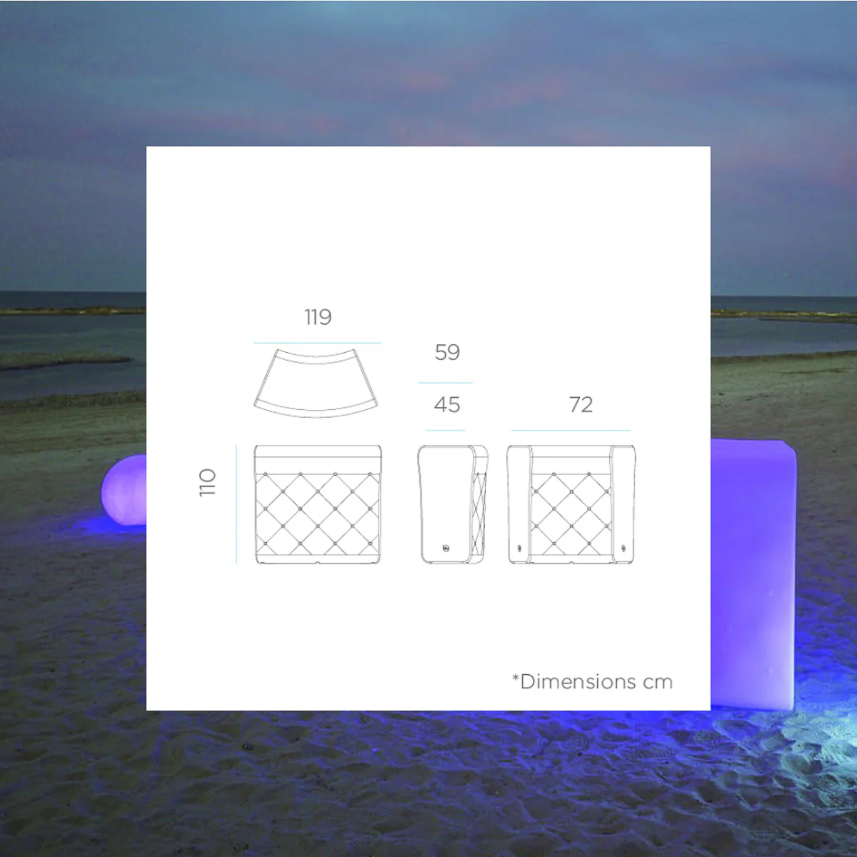 Gebogene Bartheke mit Beleuchtung Ibiza 120