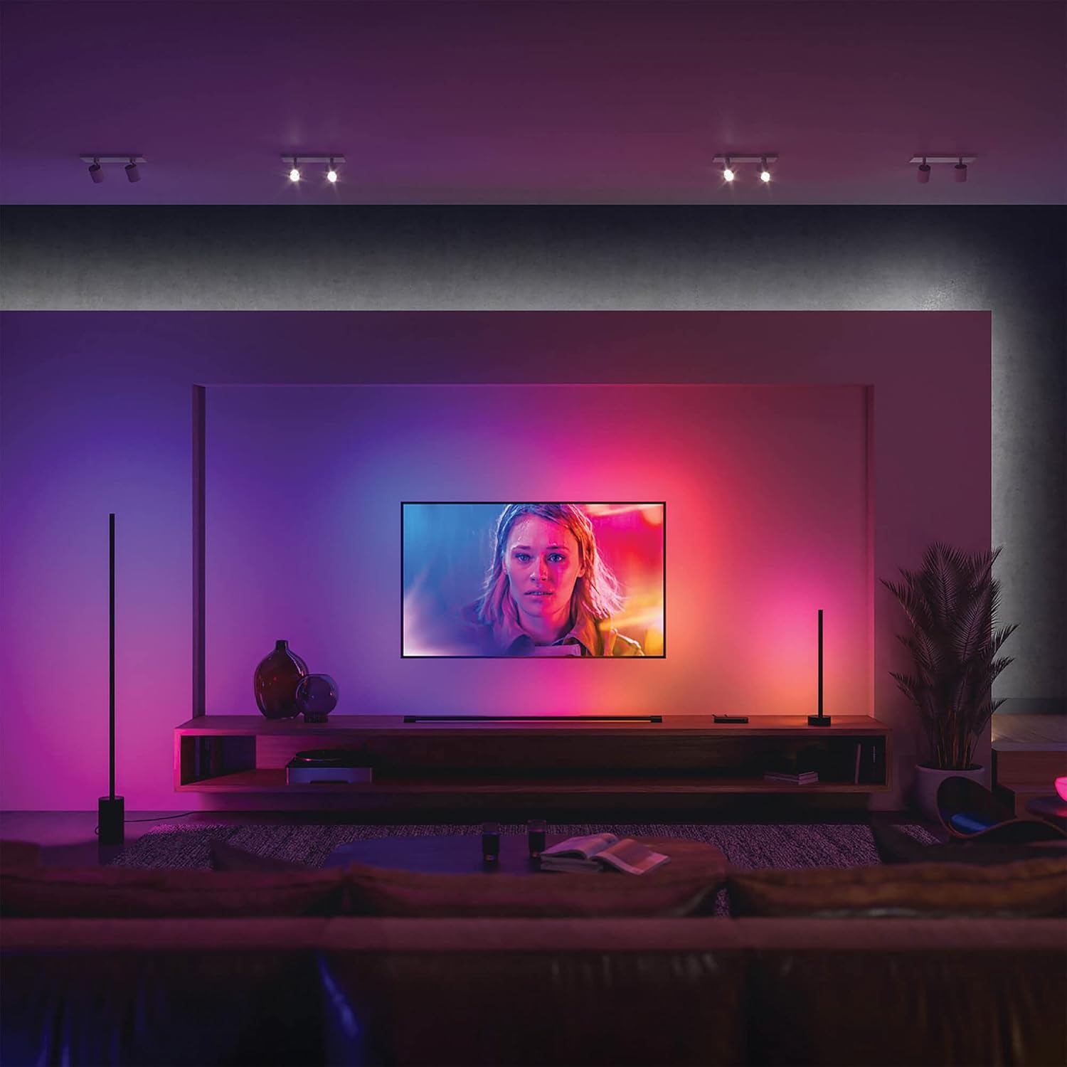 Philips Hue – Smart Lampe, Hue Signe, Gradient Smart LED Gulvlampe, Hvidt og Farvet Lys, Kompatibel med Alexa og Google Home, Hvid