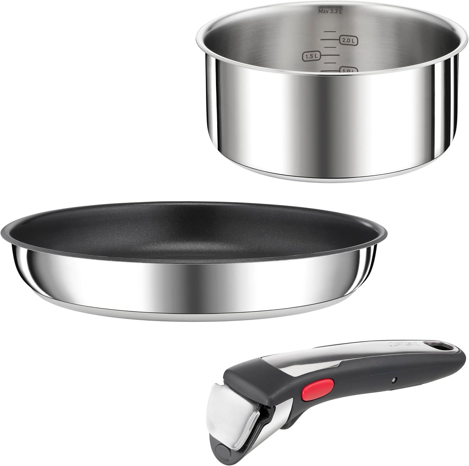 Tefal Ingenio Preference On Set: 2 Bratpfannen (24/28 cm) + 2 Stielkasserollen (16/20 cm) + 24 cm Topf + 26 cm Wok + 2 abnehmbare Griffe + 5 Zubehörteile | Induktionsgeeignet, antihaftbeschichtet, PFOA-frei