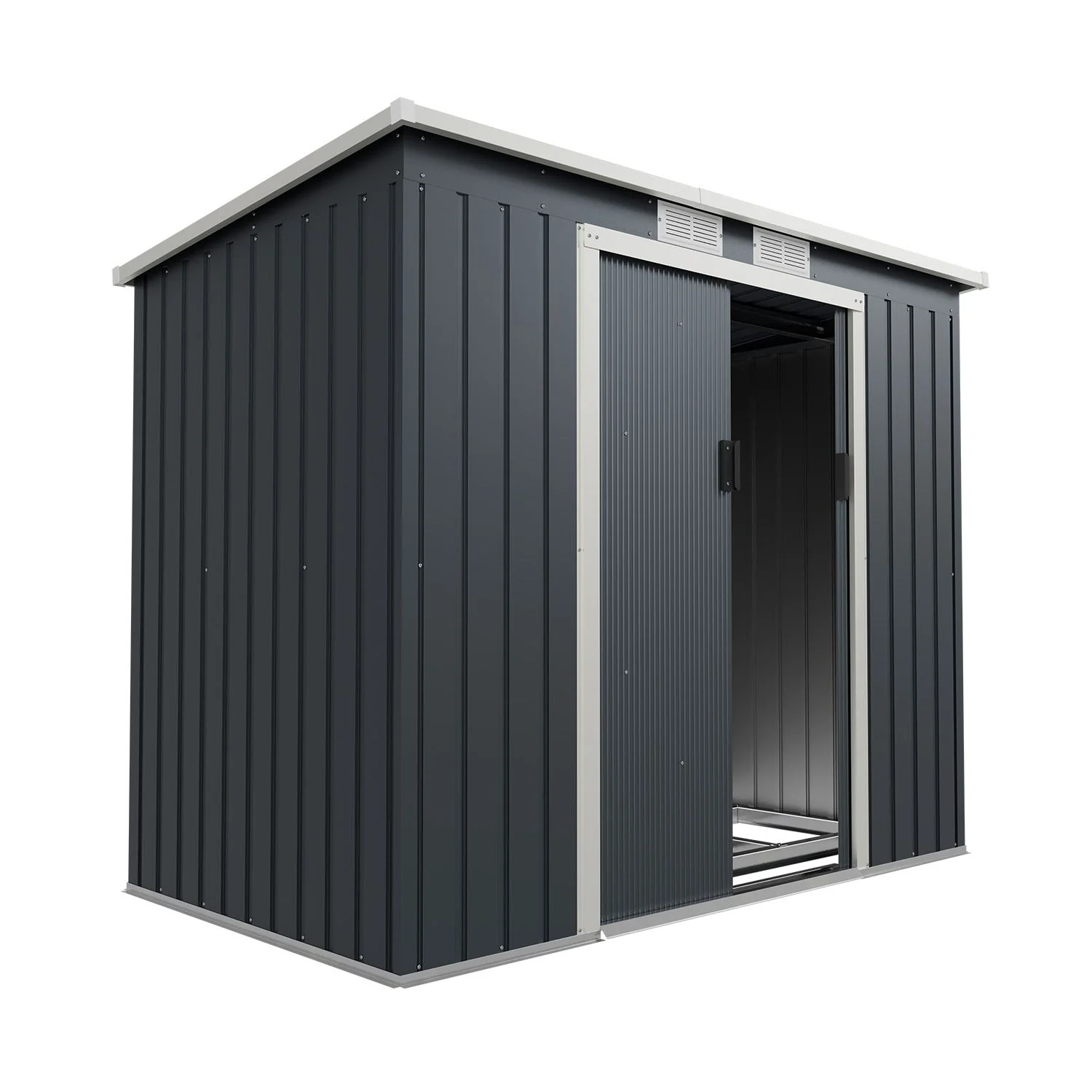 Abri de jardin en métal vert foncé 2025, modèle M avec toit incliné