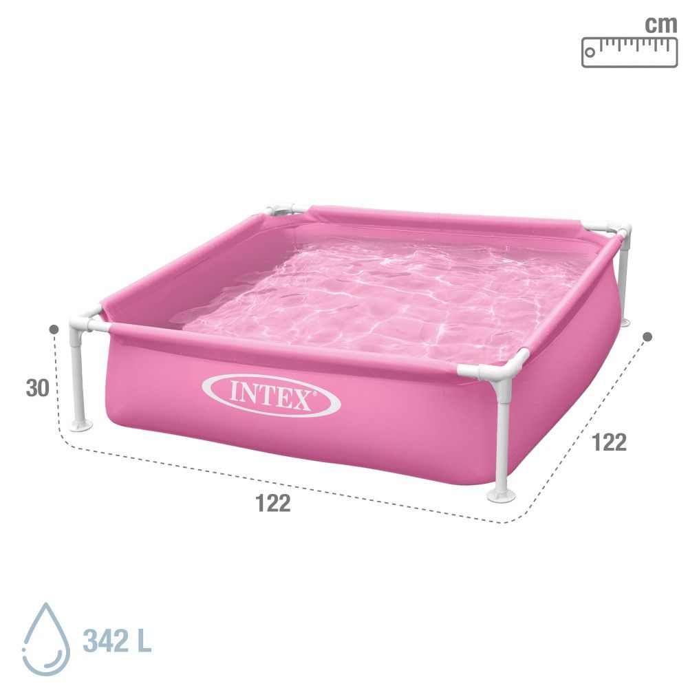 Intex quadratischer, röhrenförmiger PVC-Aufstellpool 122x122x30cm Rosa