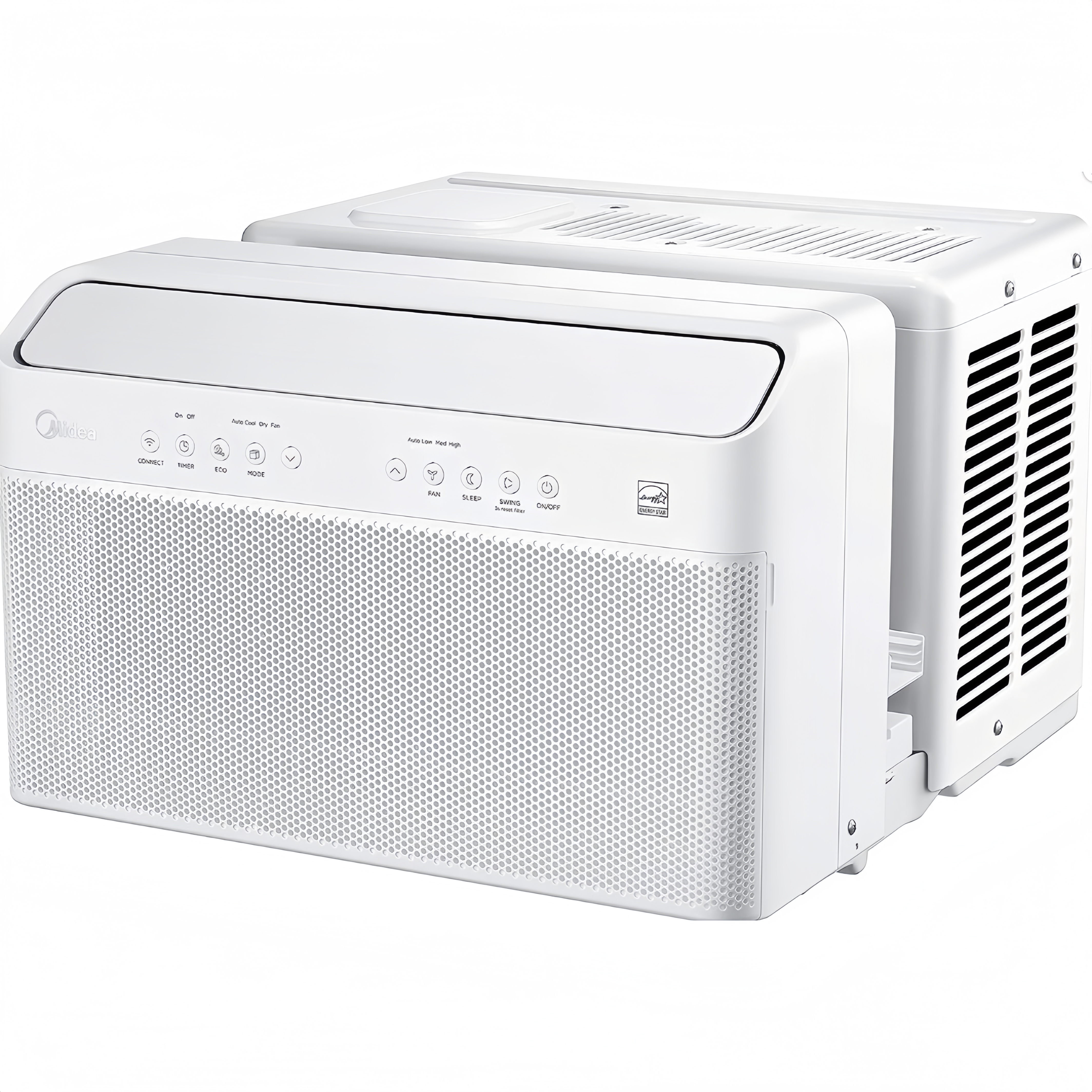 Midea U-formet vinduesklimaanlæg med inverter, 12.000 BTU, med fleksibilitet ved åbning af vinduer, robust installation, ekstremt stille, 35% energibesparelse, smart styring, Alexa-kompatibel, fjernbetjening, support