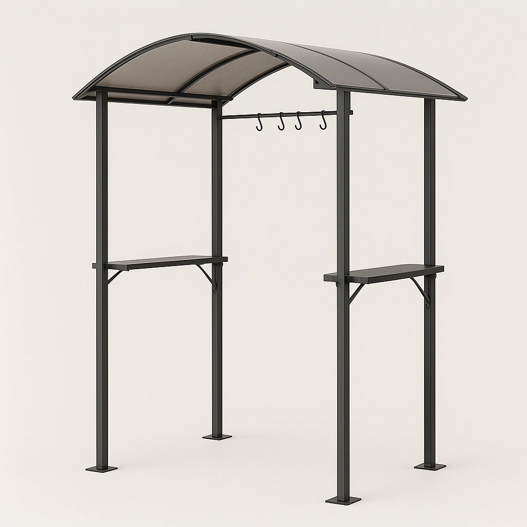 Abri de jardin avec barbecue, structure métallique et toit en acrylique – idéal pour jardin ou terrasse – dimensions : 240 cm x 150 cm x 270 cm – ybNpoDj550uc