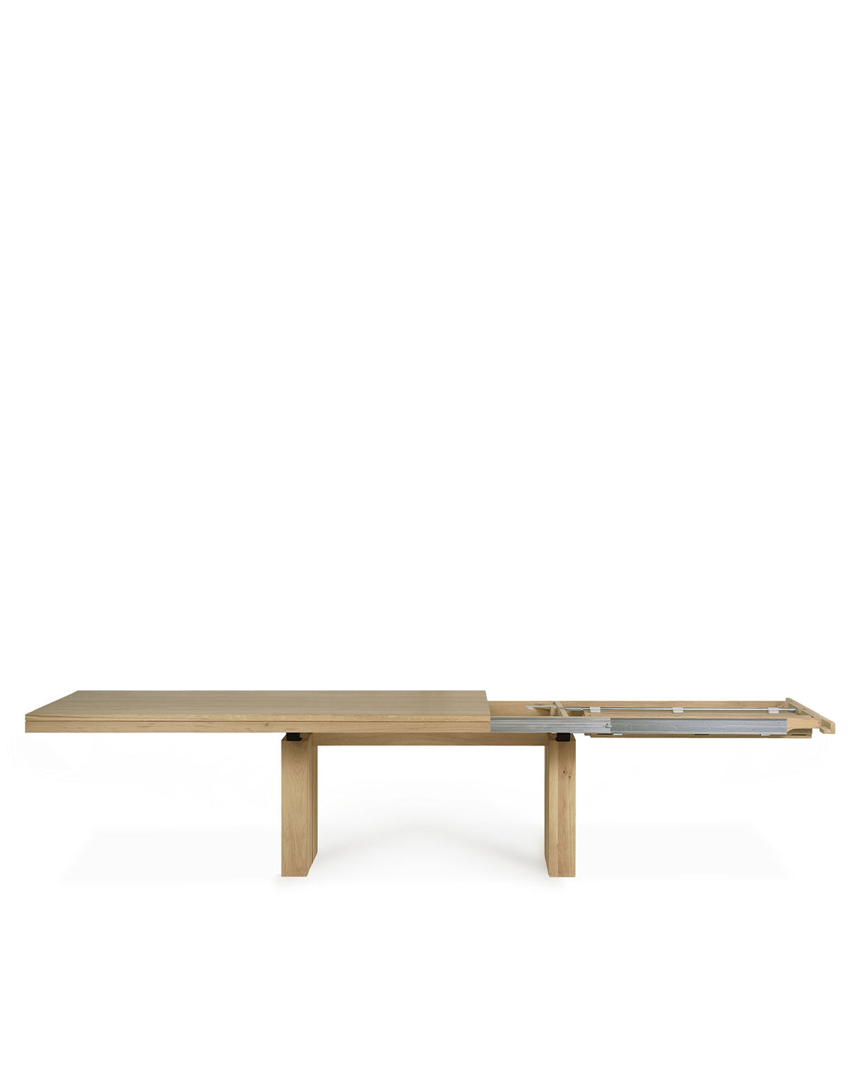 Mesa de comedor doble extensible - Roble