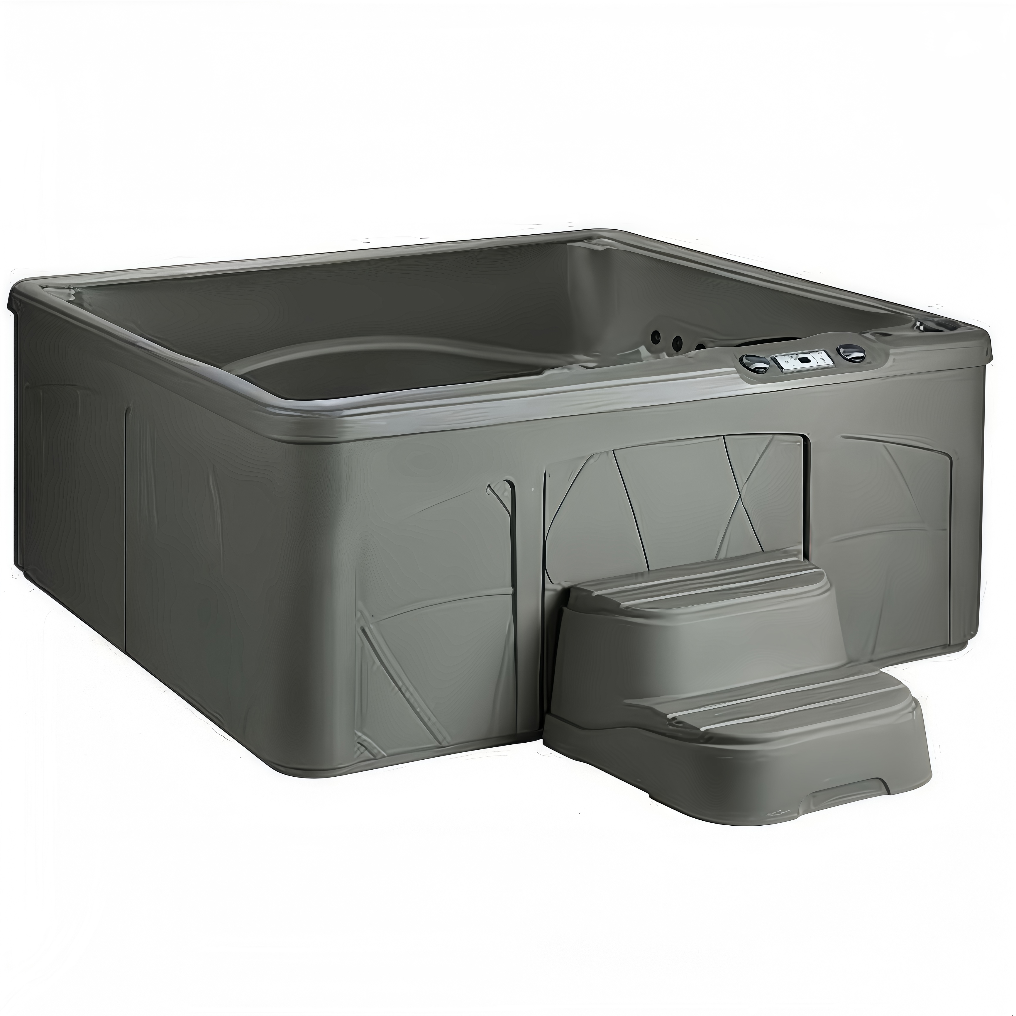 LifeSmart 2-trins skridsikkert firkantet spabad med lige trin, taupe (brugt)