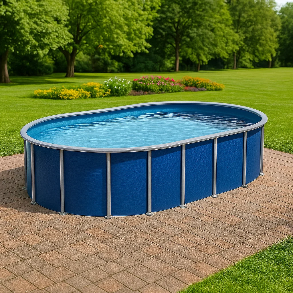 Piscine tubulaire ovale amovible en acier 418 x 243 x 98 cm bleue wdPjBPh130os