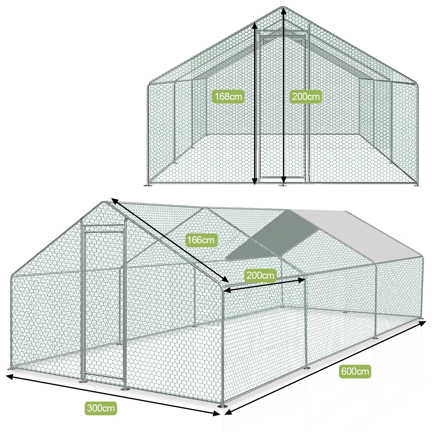 2025 Sonnewelt Hühnerstall mit PE-Markise 3 x 6 x 2 m