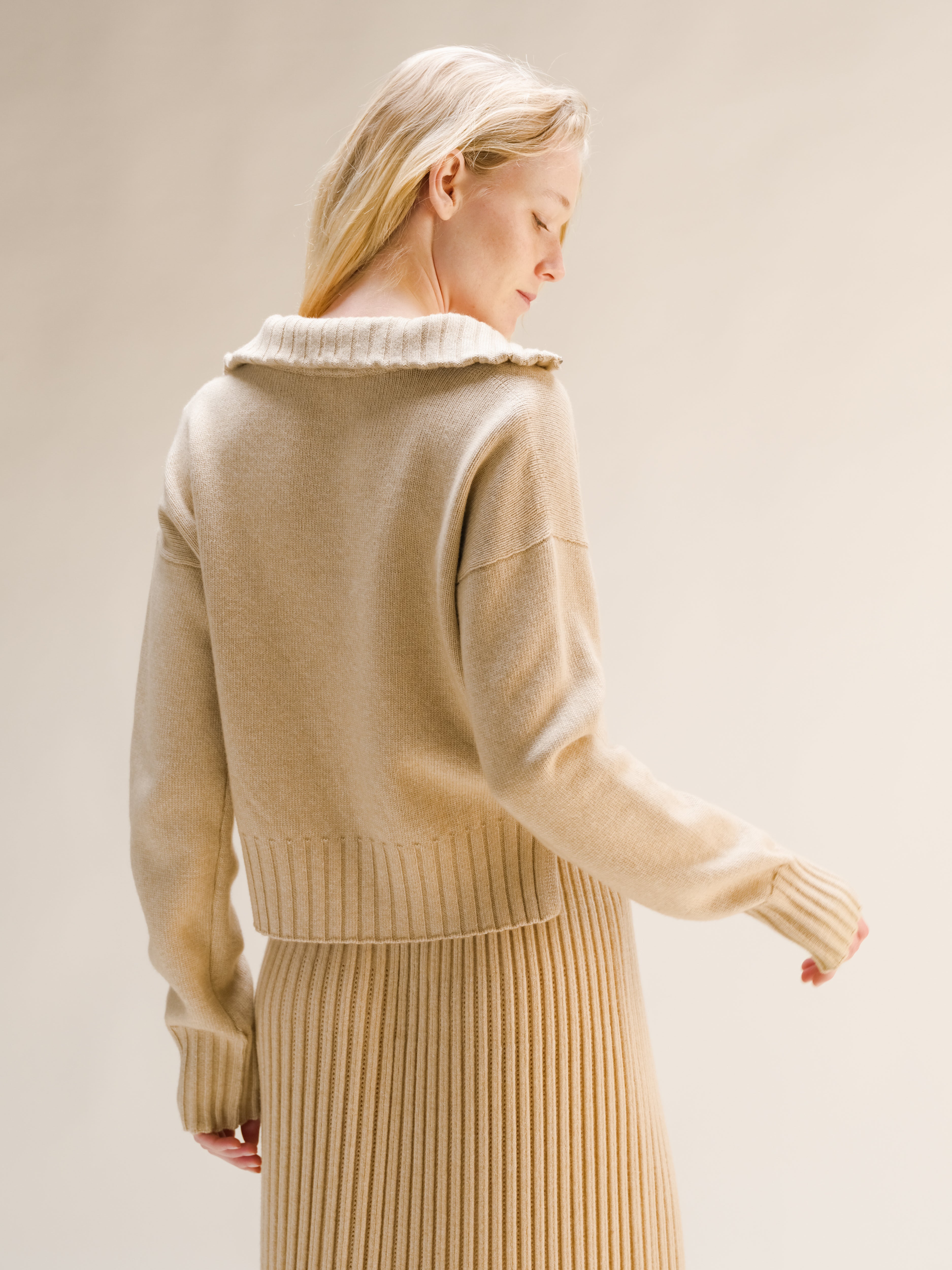 Wool & Cashmere Mix High Neck Sweater with Zip